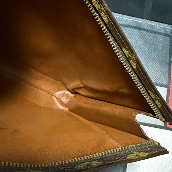 Authentic Vintage Louis Vuitton Monogram Canvas Pouch in Brown and Gold Print - Picture 10 of 11